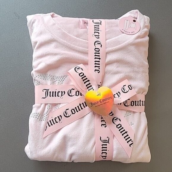 Juicy Couture Size L XL Barbie Pink 2 Piece Velvet Jogger Pajama Set Sweatsuit